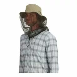 Simms Verkaufsshop -Simms Verkaufsshop 533340 simms bugstopper net sombrero stone anglerhut mit netz sonnenschutz insektenschutz seitenansicht