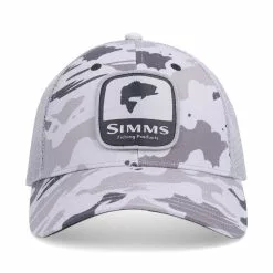 Simms Verkaufsshop -Simms Verkaufsshop 533357 simms bass patch trucker cap ghost camo steel kappe